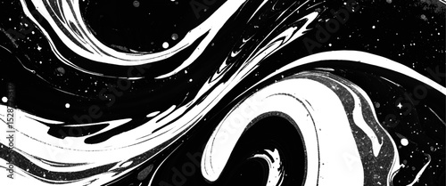 Vector black and white marble fluid paint background
