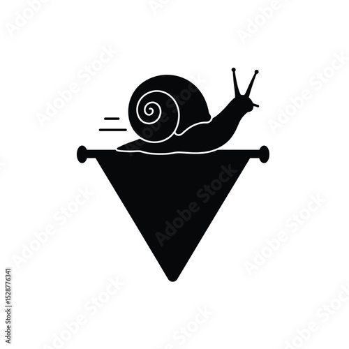 Fast snail on triangular sign abstract design