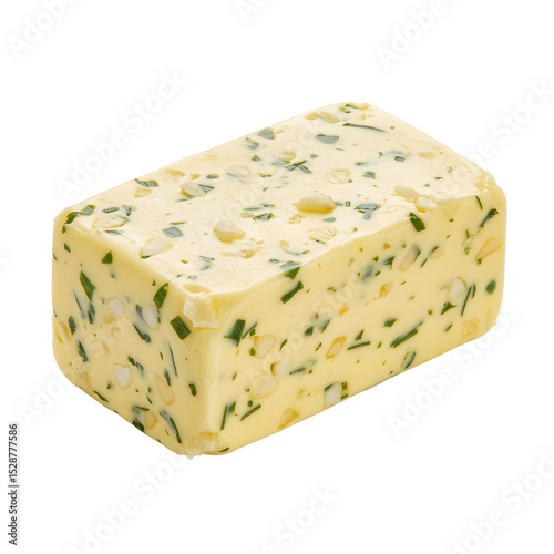 Herb and Garlic Butter Block Culinary Ingredient with Fresh Green Herbs