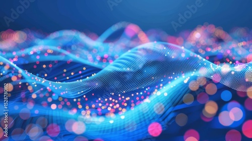 Abstract illustration of fiber optic cables with glowing dots in a modern digital network design.