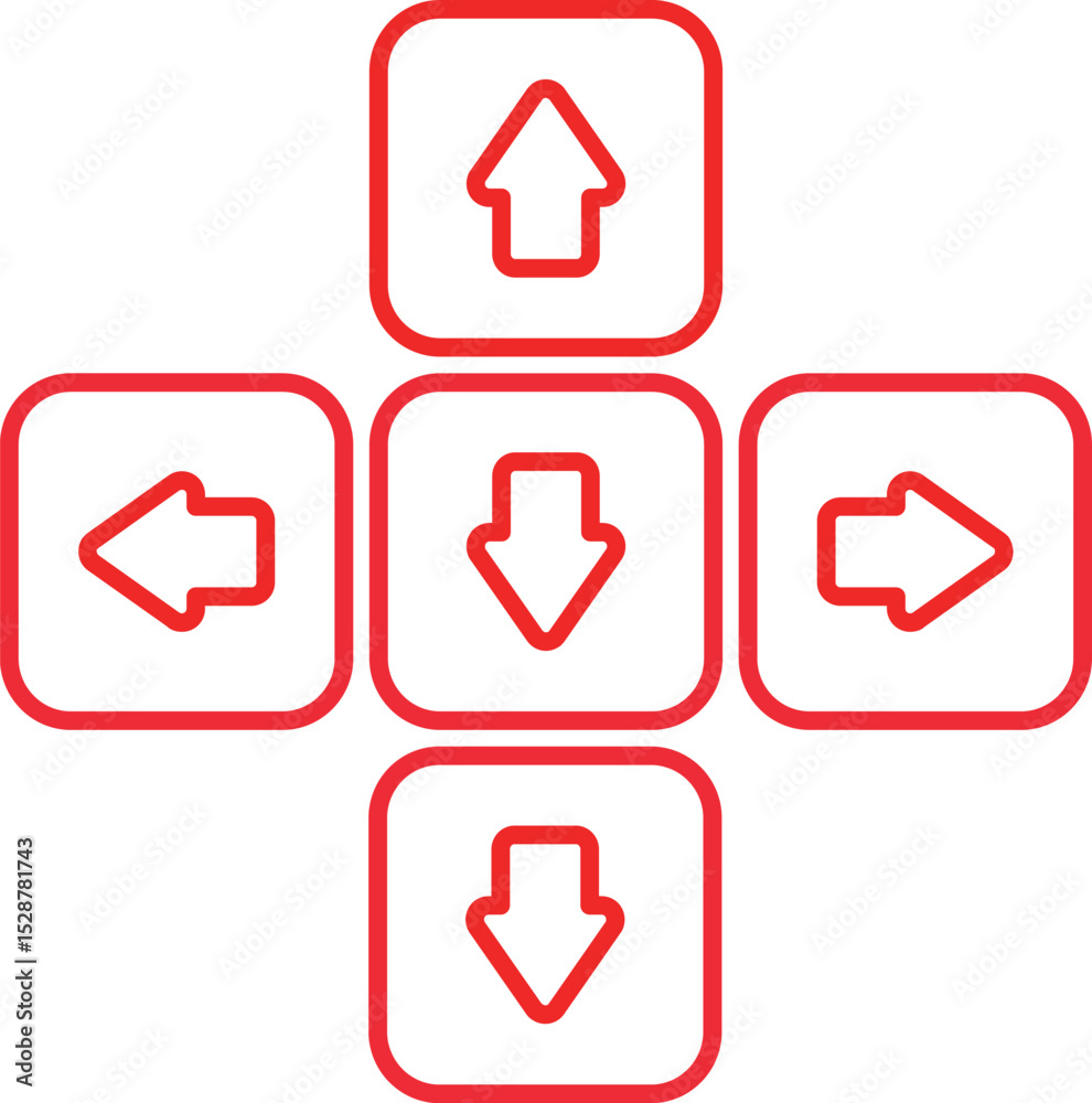 Directional Pad with Arrow Buttons for Navigation and Control in Vector Design Directional Pad with Arrow Buttons for Navigation and Control in Vector Design