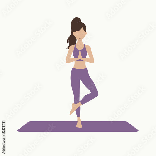 Woman in Tree Pose Yoga Illustration