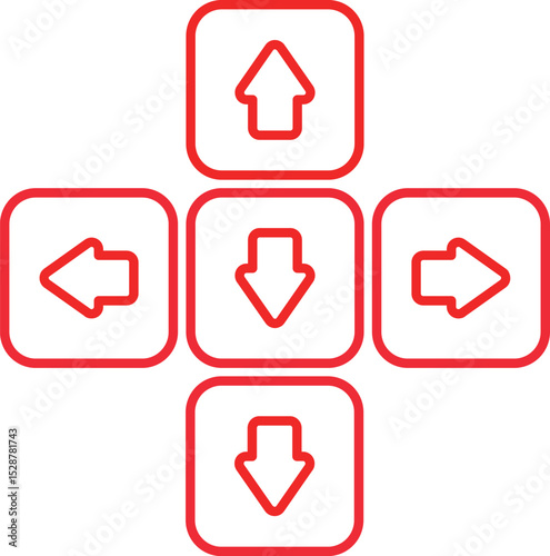 Directional Pad with Arrow Buttons for Navigation and Control in Vector Design