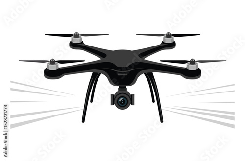 Camera Drone Vector Icon – Black Silhouette of Technology Device

