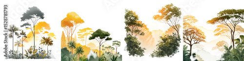 Serene forest landscape with vibrant trees and foliage