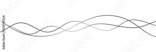 Abstract Wavy Line. Wavy line horizontal divider outline minimalist art. Thin line wavy abstract vector. Curve wave seamless pattern. Line art striped graphic template. On white background in eps 10.