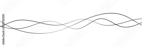 Abstract Wavy Line. Wavy line horizontal divider outline minimalist art. Thin line wavy abstract vector. Curve wave seamless pattern. Line art striped graphic template. On white background in eps 10.