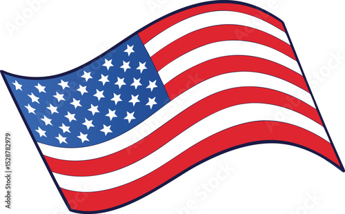 Waving American Flag Patriotic Symbol of United States of America