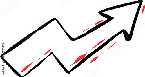 Hand-Drawn Arrow Indicating Growth and Upward Trend in Sketch Style