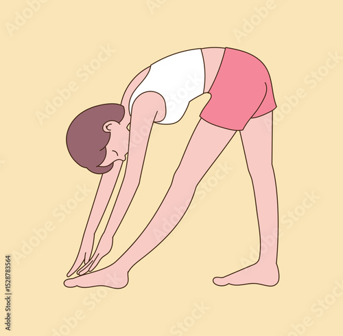a stretching woman. minimal line illustration.