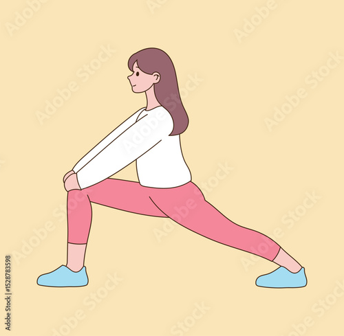 a stretching woman. minimal line illustration.