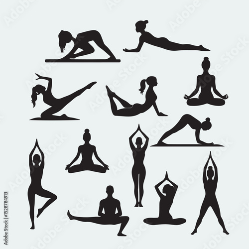 Silhouettes of Women in Yoga Poses