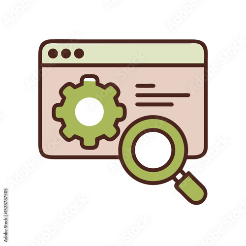 Optimization Gear and Search Icon