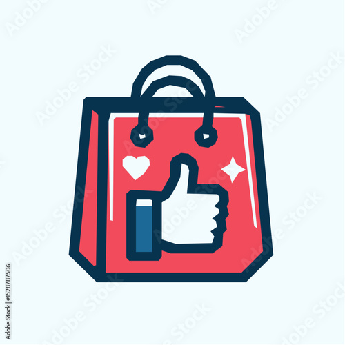 Red Shopping Bag with Thumbs Up / Liked Product