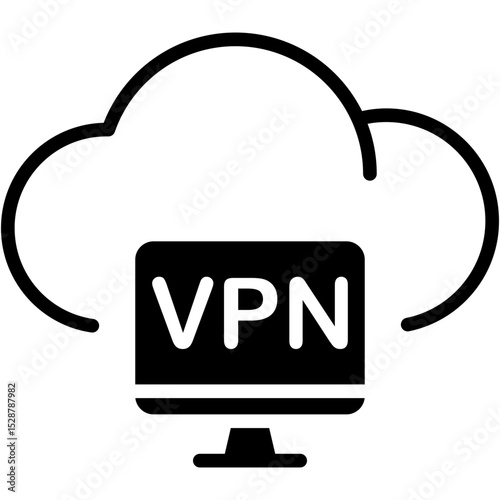 vpn on cloud glyph icon