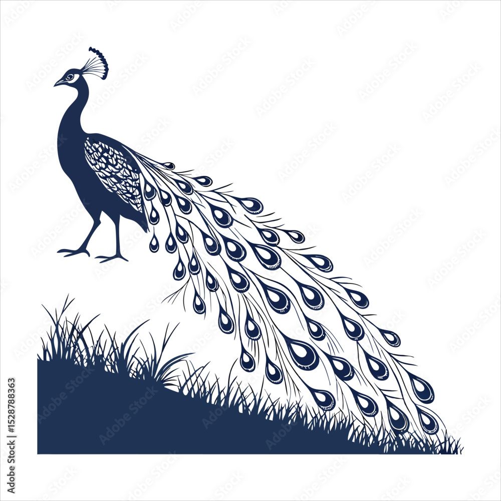 Fototapeta premium silhouette peacock on white background