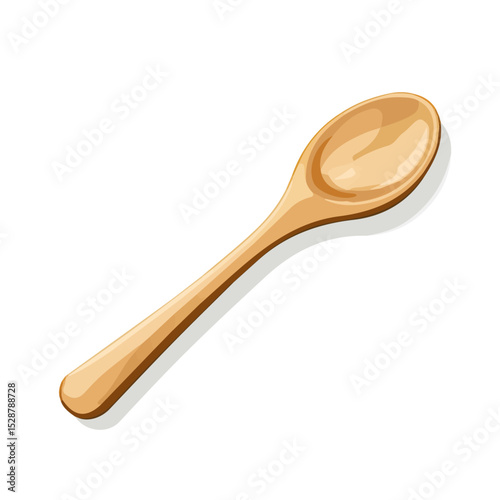Wooden Spoon vector 2D flat illustration, isolated on a white background.