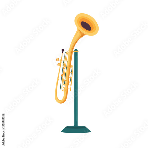 Wind Instrument Stand vector 2D flat illustration, isolated on a white background.