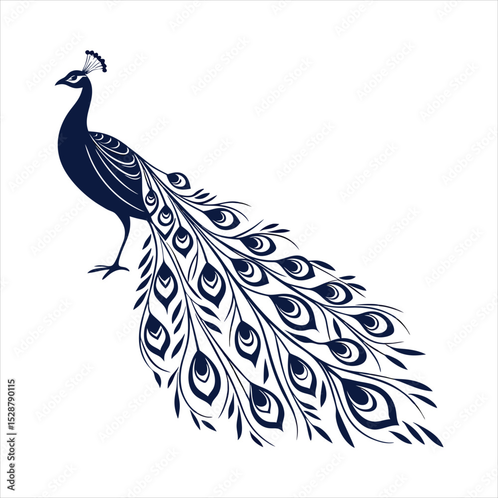 Fototapeta premium silhouette peacock on white background