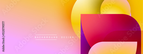 Abstract gradient background. Vivid colors blend smoothly, creating dynamic visual effect. Modern design elements present layered shapes.
