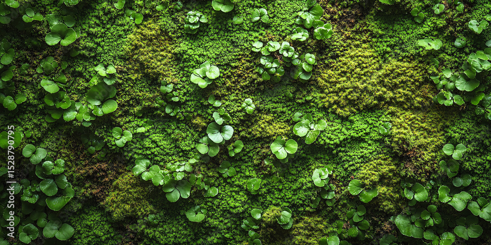 Obraz premium Close-up view of a lush green moss wall, showcasing the intricate texture and vibrant colors of nature's beauty.