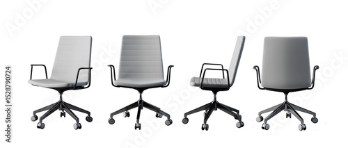 White modern office chair, working chair. Isolated PNG