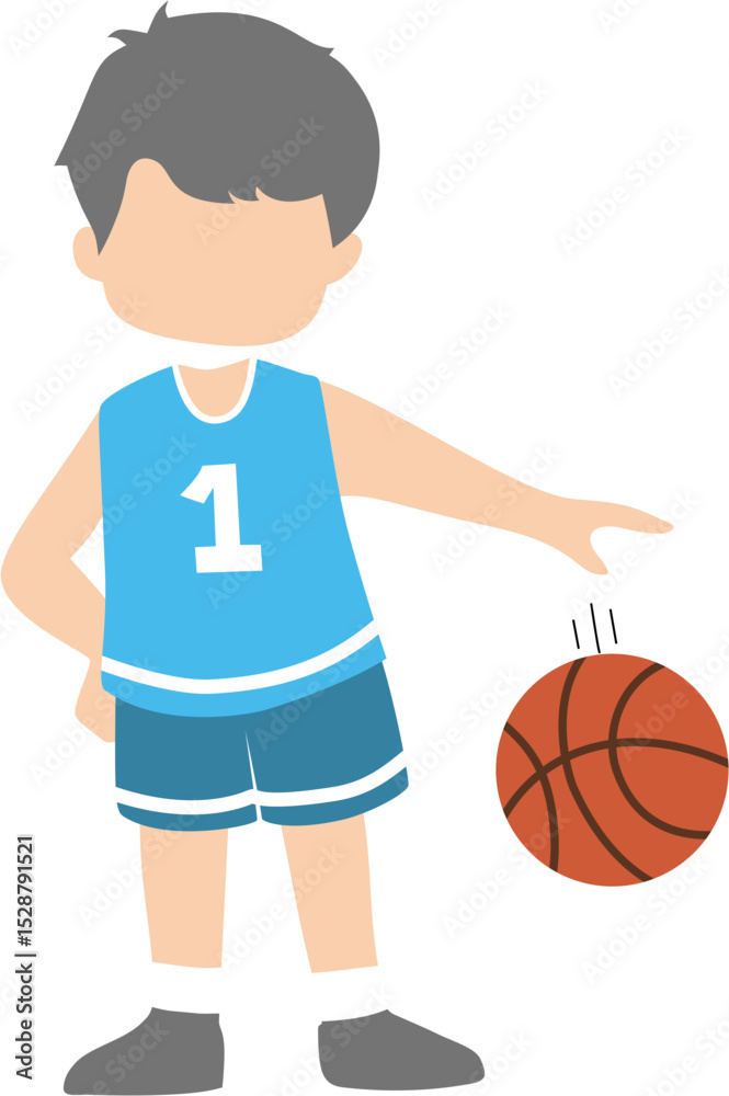 Fototapeta premium Kid boy playing basketball