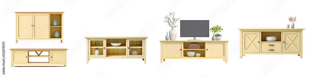 Fototapeta premium Stylish and functional home furniture for living room storage and display