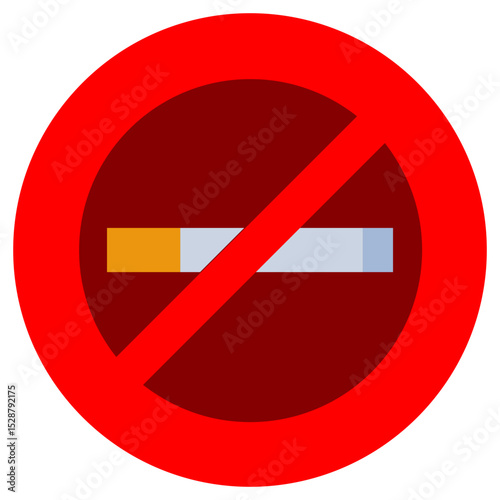 No Smoking Flat Design Icon, Safety at Workplace Flat Design Icon.