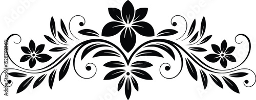 Elegant Black and White Floral Design Swirls Perfect for Wedding Invitations or Decorative Projects