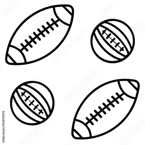 Four American Footballs on a Gridiron
