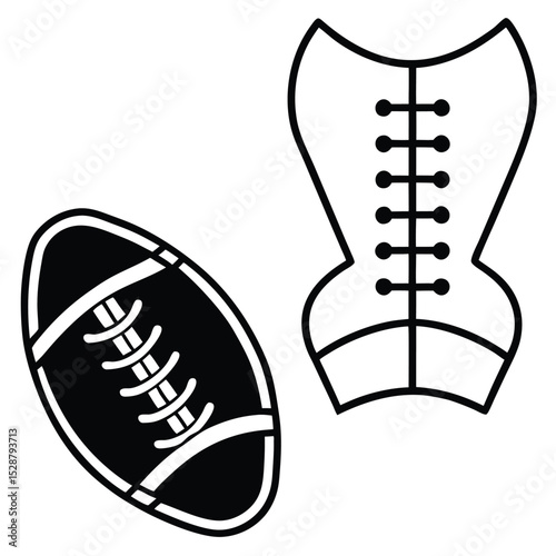 Silhouette of Football Laces and Seams Vector Graphic Design