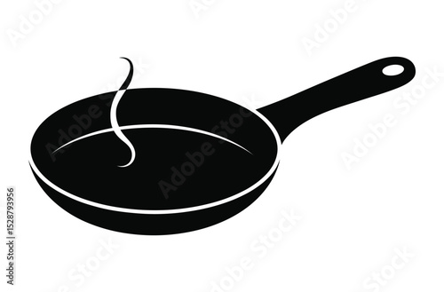 Minimal Frying pan silhouette, Skillet vector illustration, Frying pan icon

