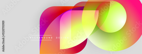Abstract colorful shapes overlap. Gradient hues create dynamic visual effect. Modern design element for backgrounds, presentations.
