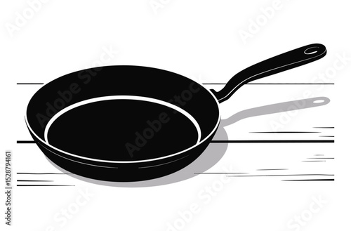 Minimal Frying pan silhouette, Skillet vector illustration, Frying pan icon
