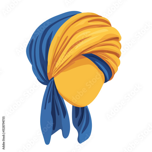 Turban illustration vector 2D flat, isolated on a white background.