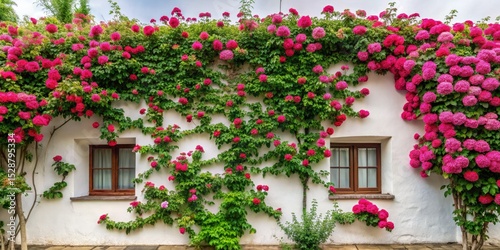 Night Blooming Rose Creeper Building Photography, Night Rose Flower Wall, Dark Romantic Climbing Rose, Urban Night Blossom,  Nighttime Floral Photography