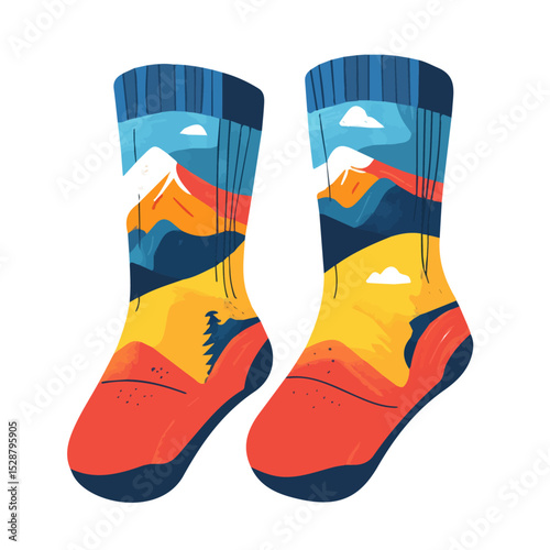 Travel Socks 2D flat vector illustration, isolated on a white background.