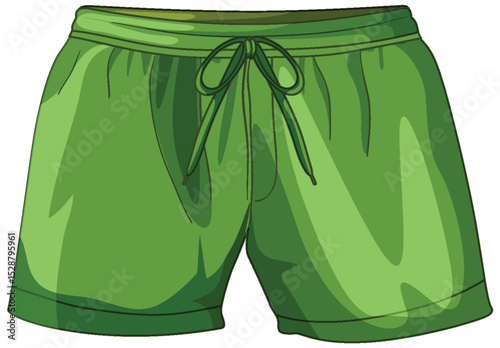 Green Athletic Shorts Vector Illustration