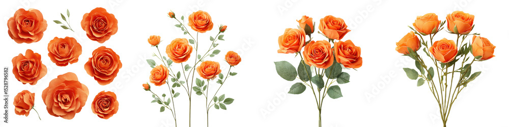 Fototapeta premium Vibrant orange roses in a beautiful bouquet