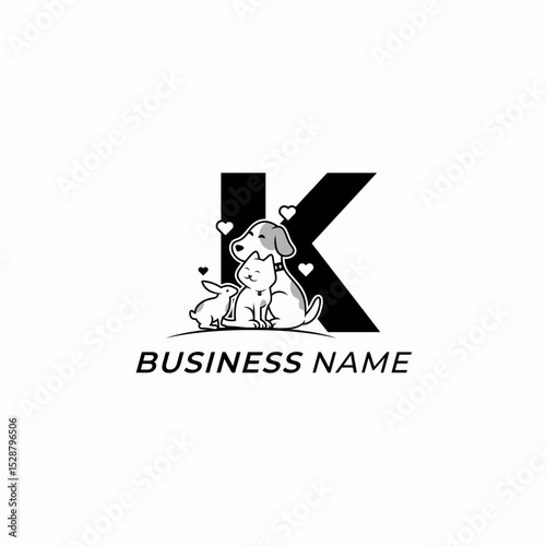 design logo creative letter K and animal