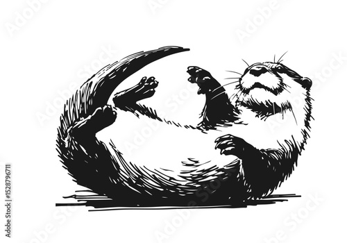 Otter hand drawn sketch vector illustration