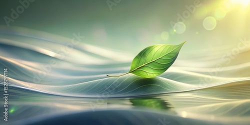 Serene Leaf Afloat on Gentle Undulating Surface, Symbol of Tranquility and Natural Harmony