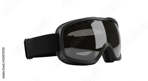 Embrace the Mountain Sleek black ski goggles reflecting winter adventures promising clarity on transparent background