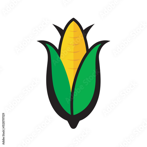 Sweet Corn Cob With Vector Outline