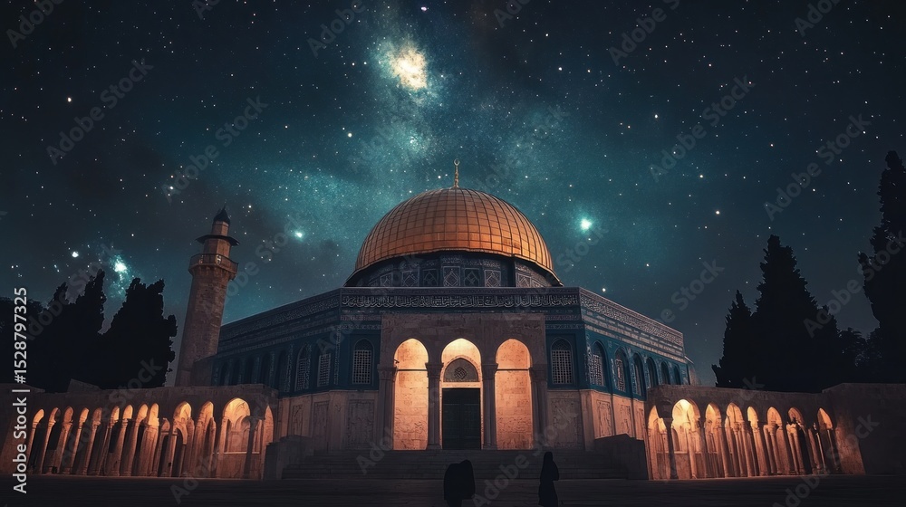Fototapeta premium Nighttime view of a historical mosque under a starry sky
