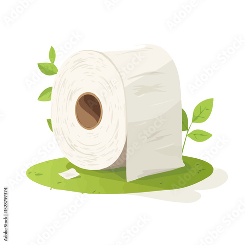 2D flat Toilet Paper illustration vector, isolated on a white background.