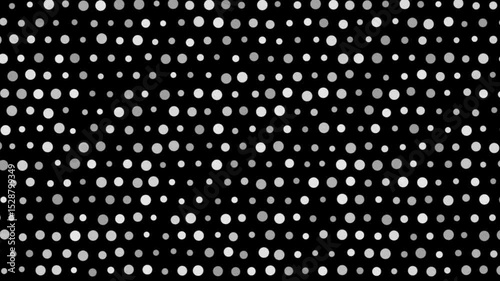 Rhythmic Pulsing White Halftone Dots Animation with Frieze Symmetry and Fluid Motion on Black Background