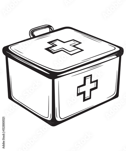 First aid kit icon with cross vector art, First aid kit icon with cross vector icon, First aid kit icon with cross silhouette vector illustration, First aid kit icon with cross line art vector