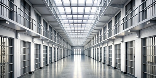 Modern Prison Corridor Stock Photo:  High-Resolution Images of Correctional Facility Interior